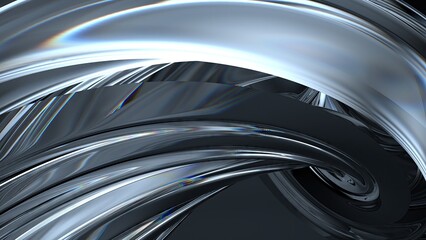 Crystal Calm Bezier Curves Elegant Modern 3D Rendering Abstract Background with Black Background