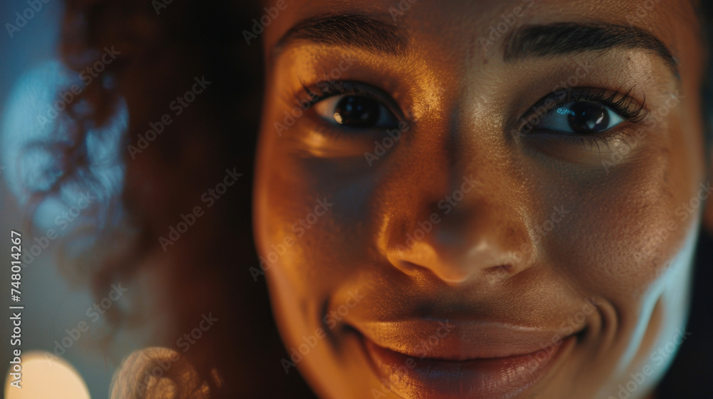 Poster a closeup of a participants face showing a smile and a sense of relief as they share their feelings 