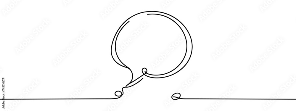 Wall mural speech bubble in one line drawing. dialogue chat cloud in simple linear style. editable stroke. dood