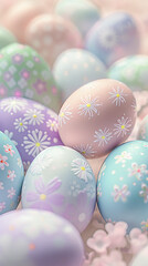 Colorful easter eggs background. 3D illustration. Vintage style.