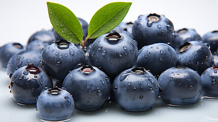 A bunch of blueberries artfully placed on a clean white background