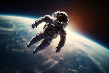 an astronaut in space floating in space