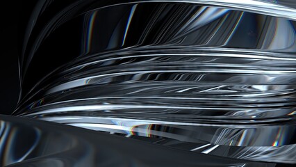 Abstract Background in Modern 3D Rendering with Black Background and Crystal Contemporary Chic Bezier Curve Elegant