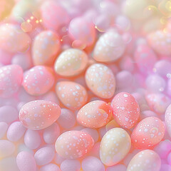 Pink Easter eggs background