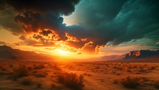 Desert Drama: Moody Skyline. Generative ai