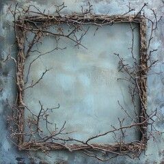 Bringing a touch of nature's simplicity to your decor, a wooden frame is embraced by a delicate twig