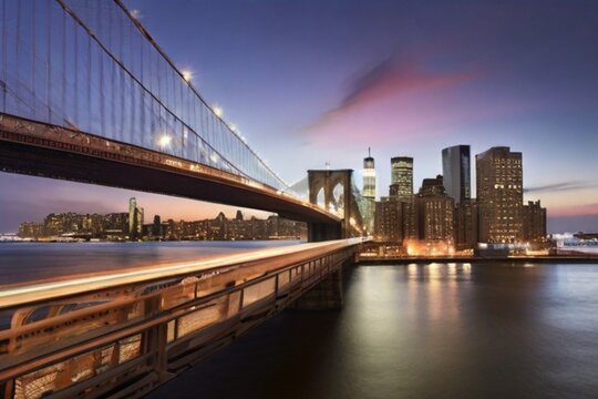 city bridge at night in New York