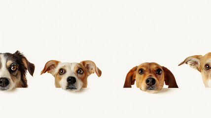 Cute different dogs on an isolated white background