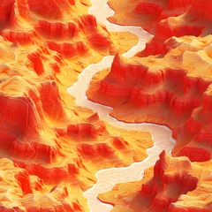 Gordijnen canyon seamless tile pattern background, ai generated © Dominique