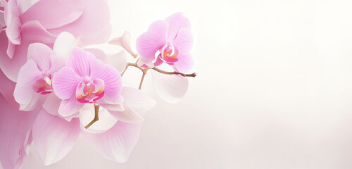 Fototapeta na wymiar pink orchid flower copy space generative ai