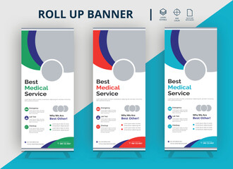 Design of vector white roll-up banners with round, square,Design of vector white roll-up banners with round, square,