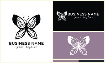 line art butterfly logo template