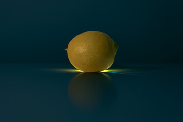 lemon on blue background