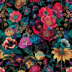 Fotobehang Vintage illustration of floral pattern design for cards, poster, hijab, flower © INTAN