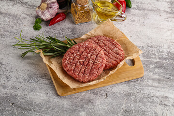 Raw burger cutlet for grill