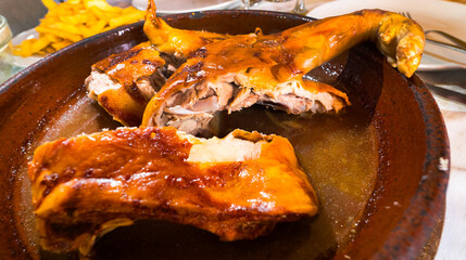 Segovian Traditional Style Roast Lamb, Spanish Cuisine, Spanish Gastronomy, Segovia, Castile and...