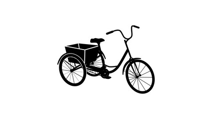 3 Wheel Bike, black isolated silhouette