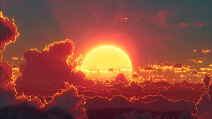 Deurstickers Beautiful sunset and great sun © Mishi