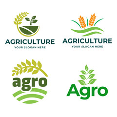 Agriculture logo, vector design set collection isolated on white background
