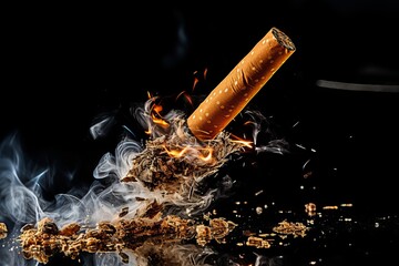 Harmful effects of smoking vs benefits of smoke-free lifestyle for no tobacco day - obrazy, fototapety, plakaty