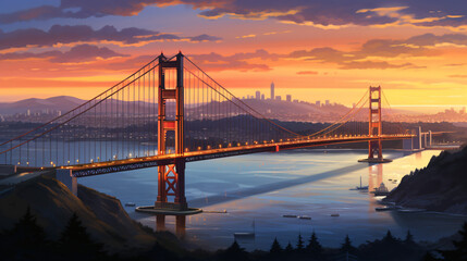 Fototapeta na wymiar Golden Gate Bridge City.