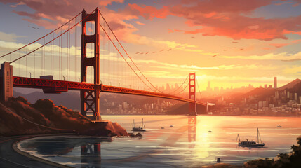 Golden Gate Bridge City. - obrazy, fototapety, plakaty