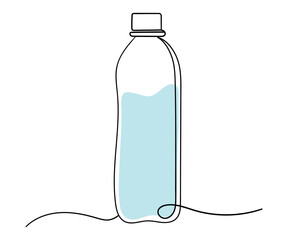 One continuous line drawing of a water bottle. Simple water bottle sketch for logo, icon, wall art and posters.