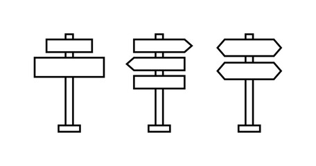 Road signs icons. Blank road signs. Linear style. Vector icons
