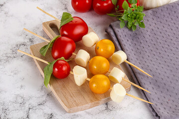 Italian caprese salad kebab stick