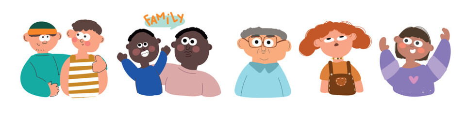 Cute fun cartoon people, vector illustration.