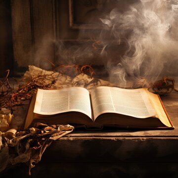 the old opened book is christian psalter