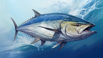 Thunnus is a type of fish lives in the ocean - obrazy, fototapety, plakaty