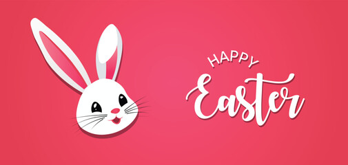 happy easter day vector poster with bunny face 