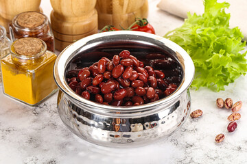 Canned red beans in the bowl