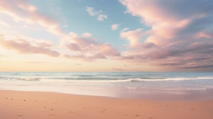 Tranquil sandy beach and pastel sky landscape