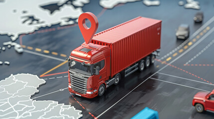 GPS tracking from top view moving truck with.