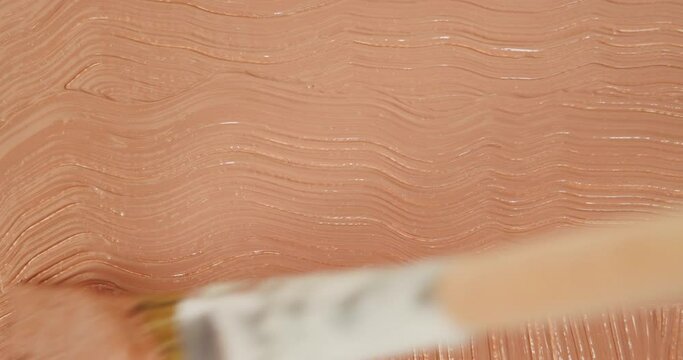 Liquid Foundation Background. Makeup Concept. BB Cream Strokes, Smears. Liquid Powder Backdrop. Cosmetics Texture with Paint Brush
