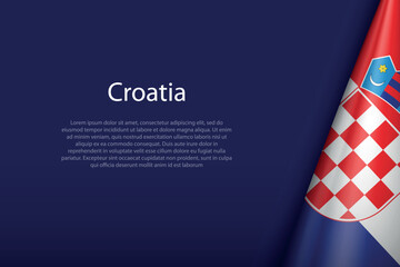 Croatia national flag isolated on background with copyspace
