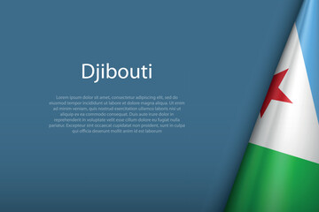 Djibouti national flag isolated on background with copyspace