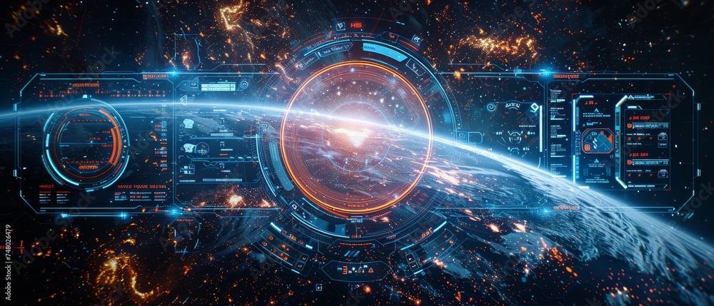 Poster An element for your HUD interface, a vector illustration for your design, a technology background, and a futuristic interface for your design.