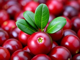 cranberry fruit with green leaf