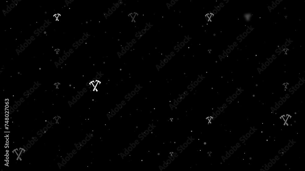 Poster template animation of evenly spaced crossed axes symbols of different sizes and opacity. animation o