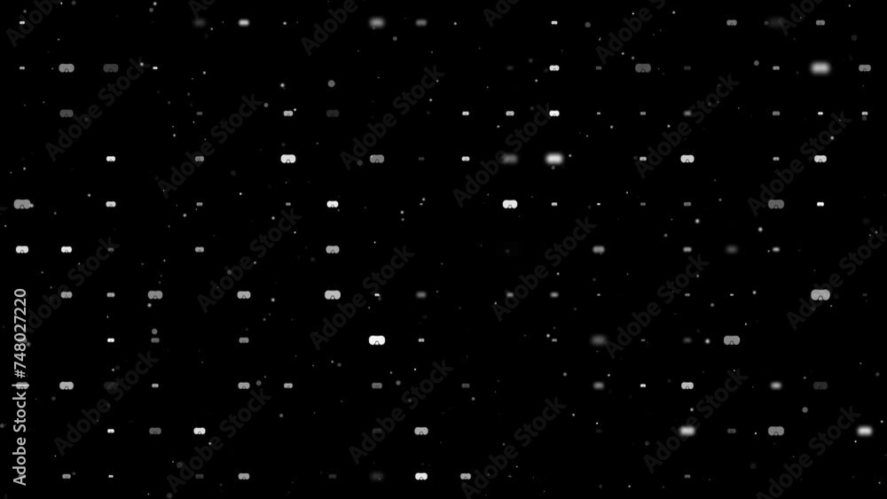 Poster template animation of evenly spaced diving goggles symbols of different sizes and opacity. animation