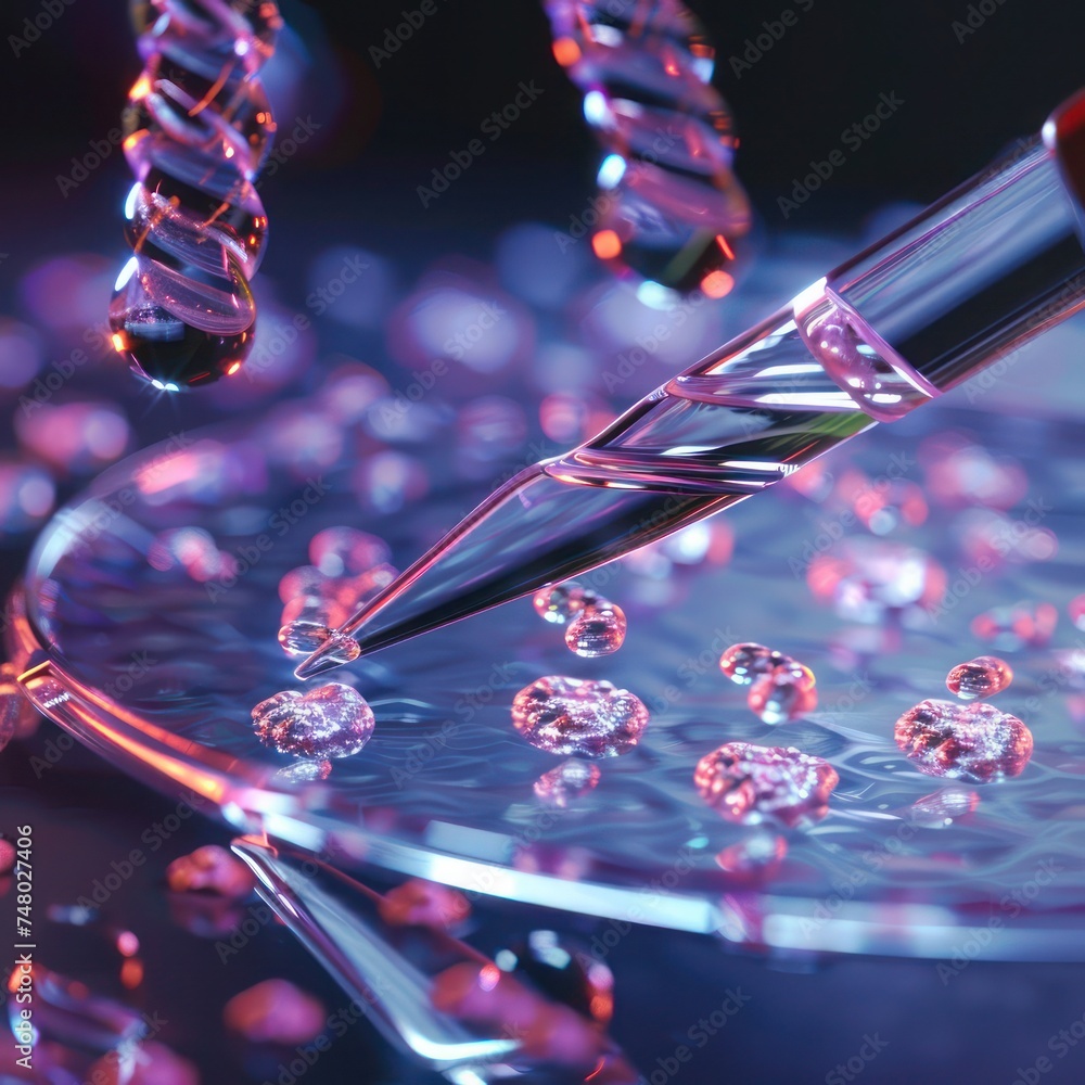 Aufkleber abstract dna helix structure in technological environment