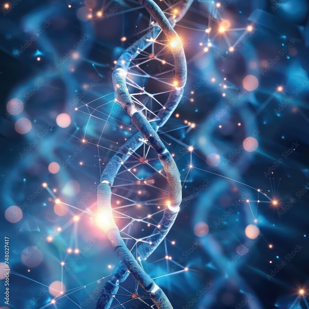Aufkleber abstract dna helix structure in technological environment