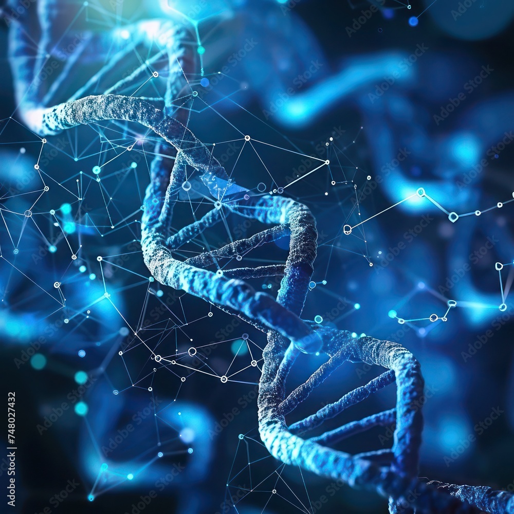 Aufkleber abstract dna helix structure in technological environment