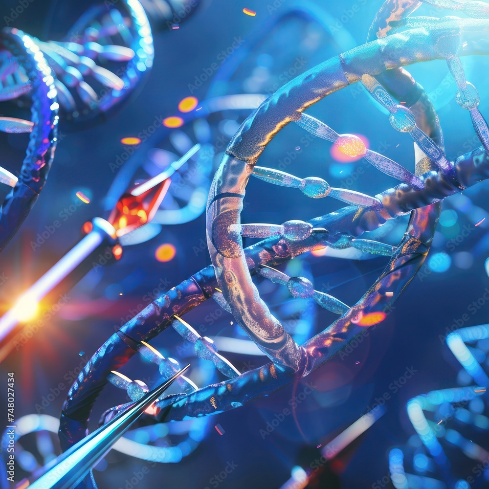 Aufkleber abstract dna helix structure in technological environment