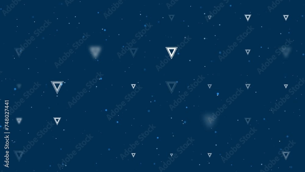 Poster template animation of evenly spaced give way signs of different sizes and opacity. animation of tran