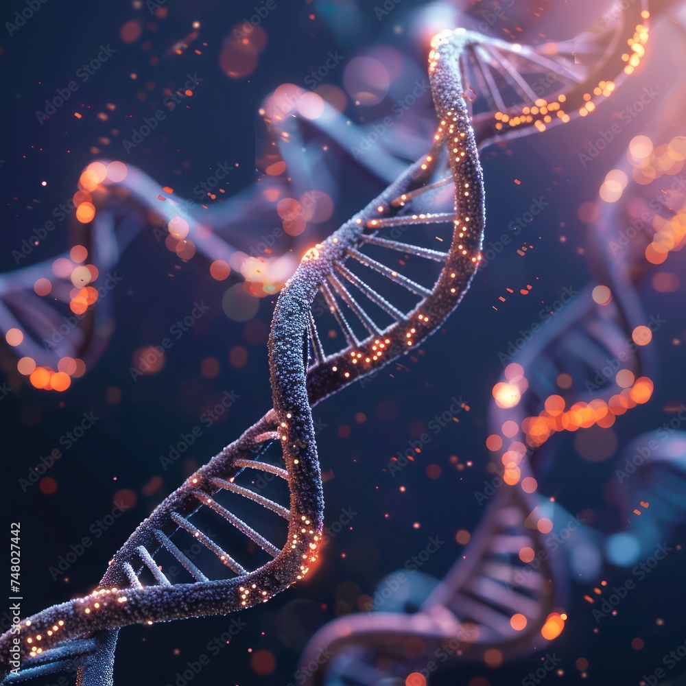 Aufkleber abstract dna helix structure in technological environment