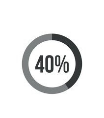 40% round graph. Graphic vector for statistics and finance, pie shape design isolated on white background